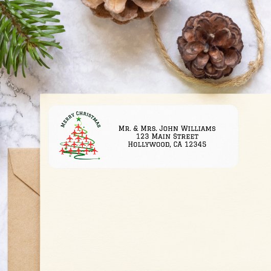 Étiquette Arbre de Noël des avions, Vacances Minimalistes