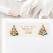 Étiquette Arbre de Noël doré (En situation)