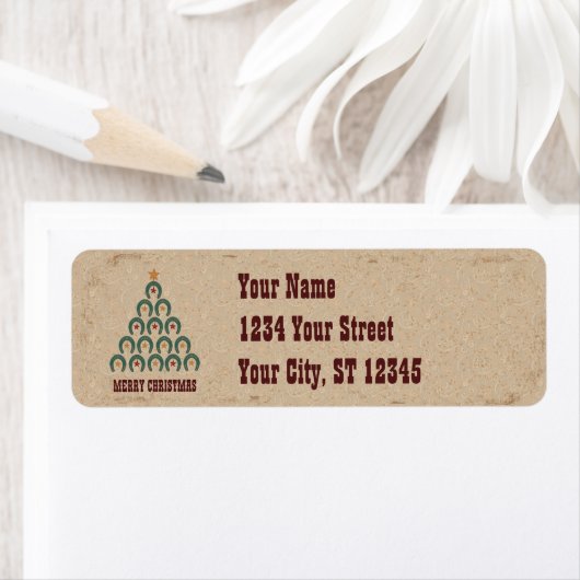 Étiquette Arbre de Noël en fer à cheval rustique (En situation)