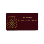 Étiquette Arbre de Noël en or brillant à Noël rouge (Devant)