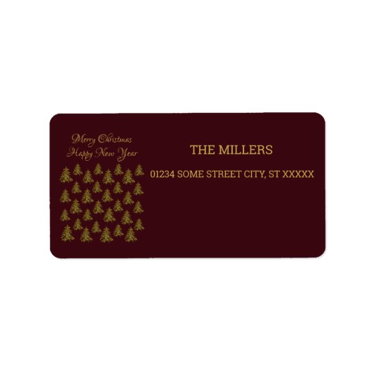 Étiquette Arbre de Noël en or brillant à Noël rouge (Devant)