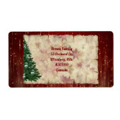 Étiquette Arbre de Noël et thème étoilé (Devant)