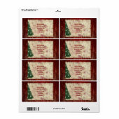 Étiquette Arbre de Noël et thème étoilé (Feuille entière)