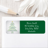 Étiquette Arbre de Noël fait de mots "Joyeux Noël" (En situation)