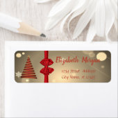 Étiquette Arbre de Noël, Fête de la Bow Rouge (En situation)