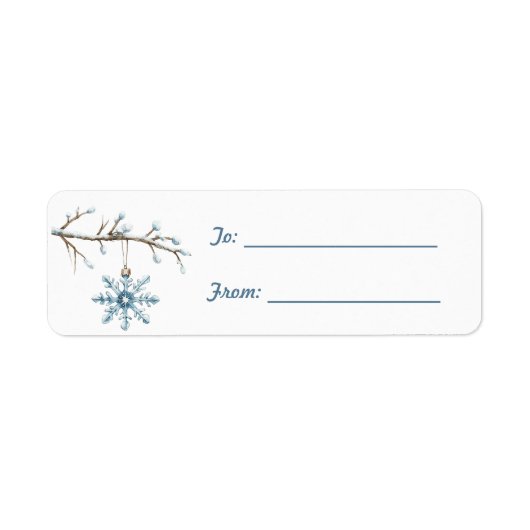 Étiquette Arbre de Noël flocon de neige bleu (Devant)