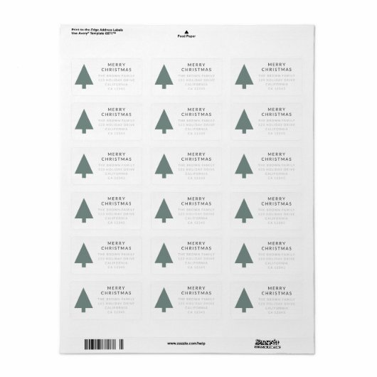 Étiquette Arbre de Noël minimal | Sage Vert Nettoyage Simple (Feuille entière)