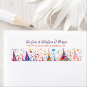 Étiquette Arbre de Noël moderne Adresse de retour (En situation)