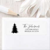 Étiquette Arbre de Noël noir et blanc Adresse (En situation)
