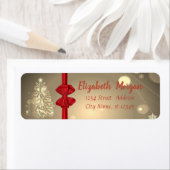 Étiquette Arbre de Noël Or, Bow Rouge, Vacances (En situation)