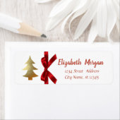 Étiquette Arbre de Noël Or, Bow Rouge, Vacances (En situation)