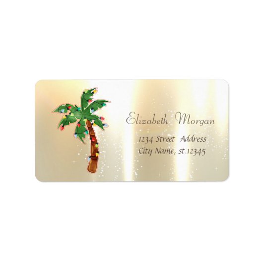 Étiquette Arbre de Noël Palm String Lights or (Devant)