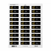 Étiquette Arbre de Noël Parties scintillant or sur le retour (Feuille entière)