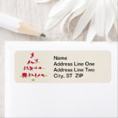 Étiquette Arbre de Noël plein d'oiseaux rouges joyeux (En situation)