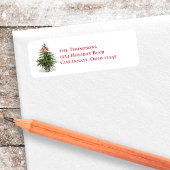 Étiquette Arbre de Noël Rouge et Vert Adresse de retour
