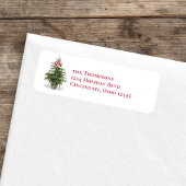 Étiquette Arbre de Noël Rouge et Vert Adresse de retour