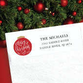 Étiquette Arbre de Noël Rouge Joyeux