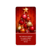 Étiquette Arbre de Noël rouge Ornements Retourner l'adresse (Devant)