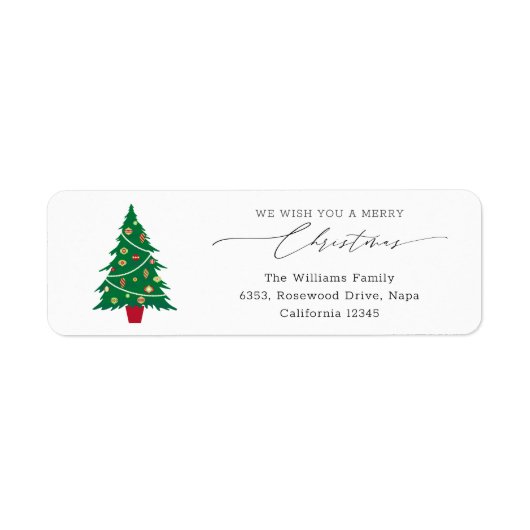 Étiquette Arbre de Noël Script Retourner l'adresse (Devant)