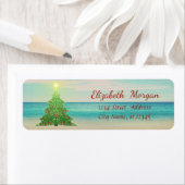 Étiquette Arbre de Noël tropical, Plage (En situation)