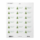 Étiquette Arbre de Noël Vert Adresse Simple Or (Feuille entière)