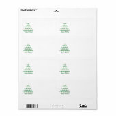 Étiquette Arbre de Noël vert blanc blanc Adresse de retour (Feuille entière)