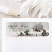 Étiquette Arbre de Noël, voiture, neige (En situation)