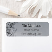 Étiquette Arbre de Silhouette Noire Branches Grises Adresse  (En situation)