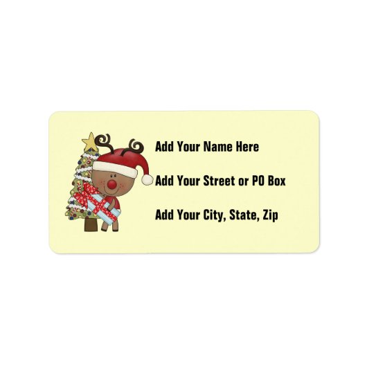 Étiquette Arbre de vacances de renne de Rudy (Devant)