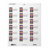 Étiquette Arbre de vie paisible en arc-en-ciel (Feuille entière)