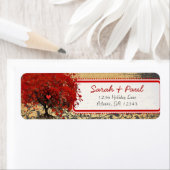 Étiquette Arbre Fantaisiste Mignon à Cœur et Feuilles avec d (En situation)