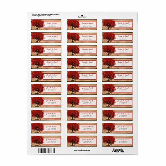 Étiquette Arbre mignon et fantaisiste à feuilles en forme de (Feuille entière)