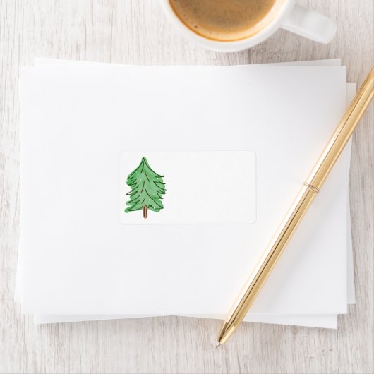 Étiquette Arbre vert blanc (En situation)