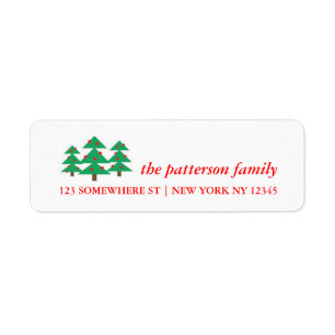 Étiquette Arbres de Noël d'étiquette de adresse de vacance