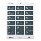 Étiquette Arbres de Noël et flocons de neige Turquoise ID863 (Feuille entière)