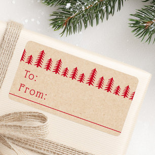 Étiquette Arbres de Noël mignons minimalistes impression Kra