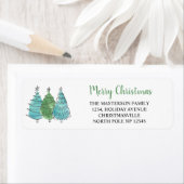 Étiquette Arbres de Noël modernes Adresse de retour (En situation)