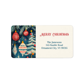 Étiquette Arbres de Noël rétro