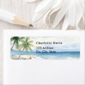 Étiquette Arbres de palmiers de plage tropicale adresse de r (En situation)