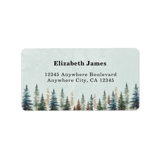 Étiquette Arbres de pin de forêt aquarelle rustique personna (Devant)