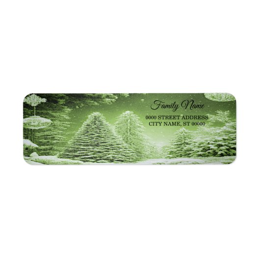 Étiquette Arbres verts Boules de Noël Retourner l'adresse ét (Devant)