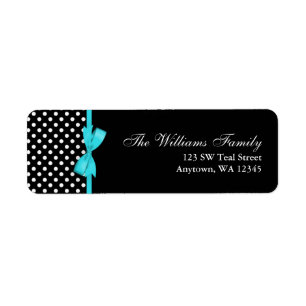 Étiquette Arc bleu et noir turquoise de point de polka