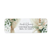 Étiquette Arc en bois floral verdure Rose Mariage rustique (Devant)