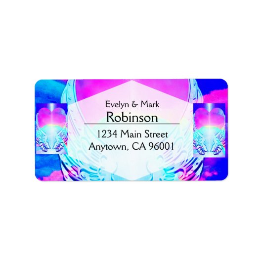 Étiquette Arc-en-ciel Coeur et ailes angéliques (Devant)