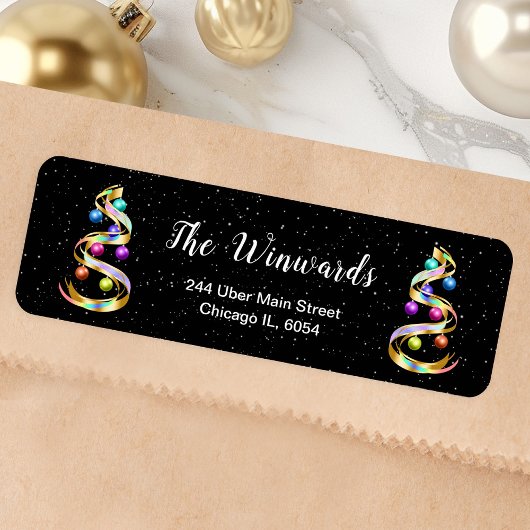 Étiquette Arc en ciel et ornement de Noël noir