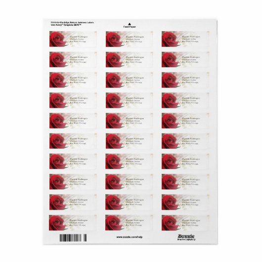 Étiquette Arc gothique rouge Rose (Feuille entière)