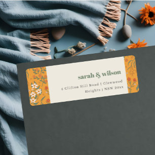 Étiquette Arc Super Jaune Orange Arc Floral Adresse