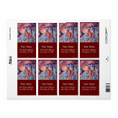 Étiquette ARCADIE, Rouge Rose Bleu Or (Feuille entière)