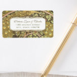 Étiquette Arch Art Nouveau Vineyard Peacock RSVP Adresse<br><div class="desc">Art Nouveau Art Déco Elegant Gold Peacocks voir plus vintages produits d'oiseaux paons. RSVP Étiquettes de adresse voir plus de produits d'oiseaux vintages</div>
