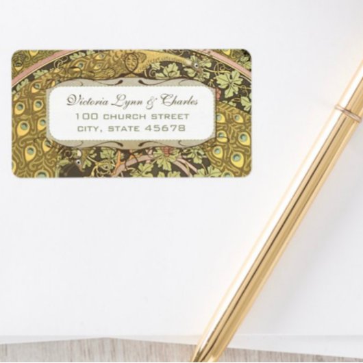 Étiquette Arch Art Nouveau Vineyard Peacock RSVP Adresse